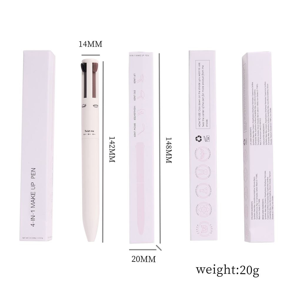 4-in-1 multi-function eyeliner/lipliner/eyebrow pencil/highlight pen