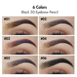 6 Farben schwarzer 3D-Augenbrauenstift