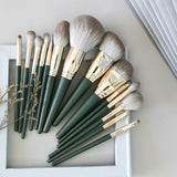 14pcs High Quality Emerald Green Makeup Brush Set