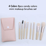 4 Colors 8pcs Candy Colors Customizable Mini Makeup Brushes Set