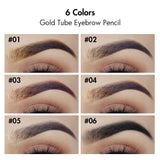 Lápiz de cejas de tubo dorado de 6 colores【30PCS Envío gratis y logotipo impreso gratis】