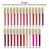 25 Colors Gold Cover Half with Diamond  Liquid Lipstick