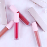 29 couleurs de rouge à lèvres liquide à tube rond avec couvercle rose