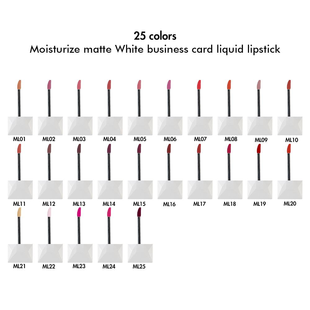 25 colors Moisturize matte White business card liquid lipstick