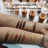 15 Colors Golden Lid Hexagonal Tube Foundation