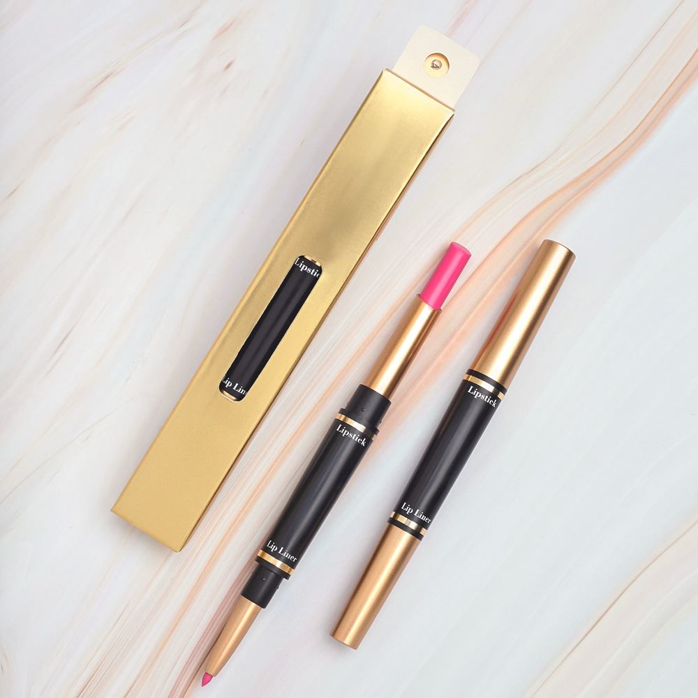12 Colors Matte Matte Waterproof Gold Double-ended Lipstick Pen & Lip Liner