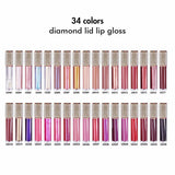 34 couleurs de brillant à lèvres avec couvercle en diamant【30PCS Livraison gratuite et logo d'impression gratuit】