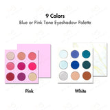 Palette de fards à paupières 9 couleurs bleu ou rose