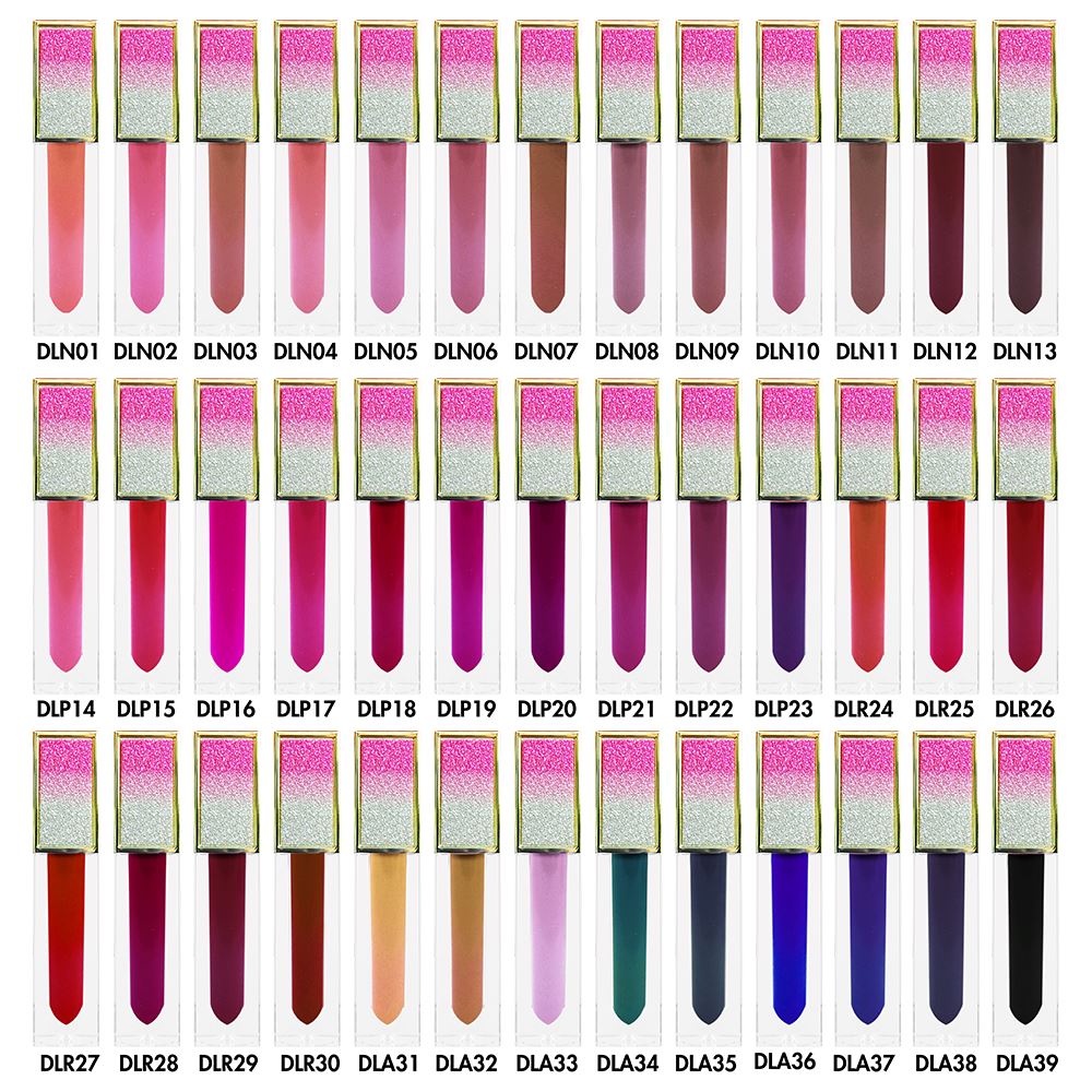 39 colors No-stick matte glitter gradient square tube liquid lipstick (#01-#30)
