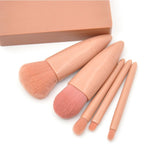 5pcs Plastic Handle Makeup Brushes In Nude Plastic Box