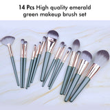 14pcs High Quality Emerald Green Makeup Brush Set