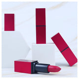 Barra de labios de tubo cuadrado rojo mate de 5 colores (50 piezas envío gratis)