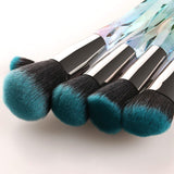 10 pcs Colorful Diamond Handle Makeup Brushes With Bag