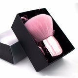 Cepillo de maquillaje de polvo suelto de mango corto con caja de regalo / cepillo de maquillaje rosa