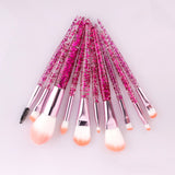 10PCS Cosmetic Brushes Set With Crystal Handle