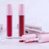 29 couleurs de rouge à lèvres liquide à tube rond avec couvercle rose