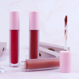 Barras de labios líquidas de tubo redondo con tapa rosa de 29 colores