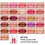 Brillant à lèvres hydratant tube carré blanc 52 couleurs (#1-#26)