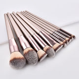 Single Color 10pcs Champagne Gold Makeup Brushes