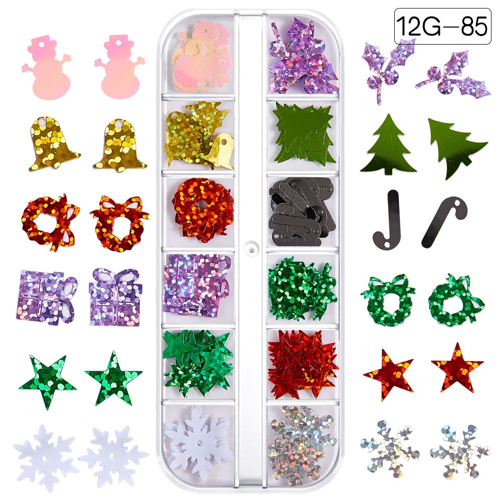 Snowflake Santa Claus Tree Nail Art Ornament Glitter Diamond