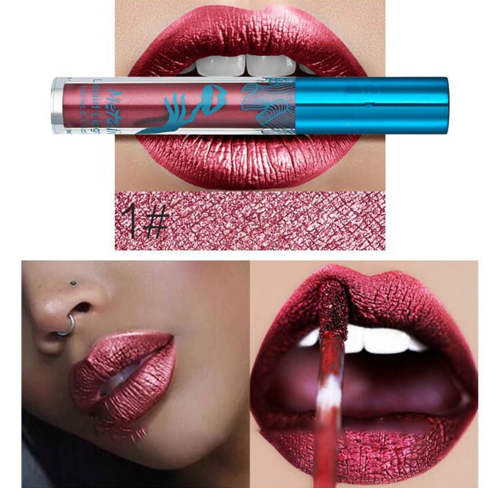 Fashion Women Glitter Lip Makeup Waterproof Metallic Diamond Lip Gloss