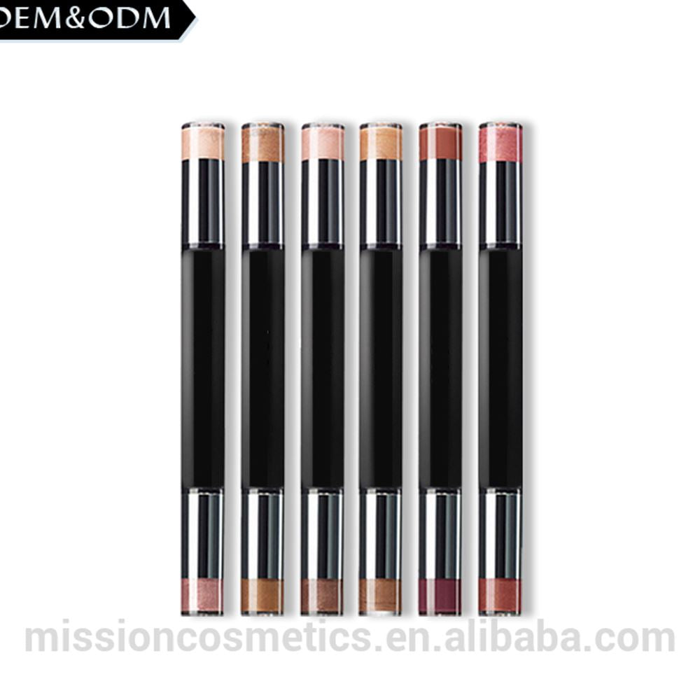 Custom wholesale vegan makeup double side pressed glitter cream eyeshadow pencil