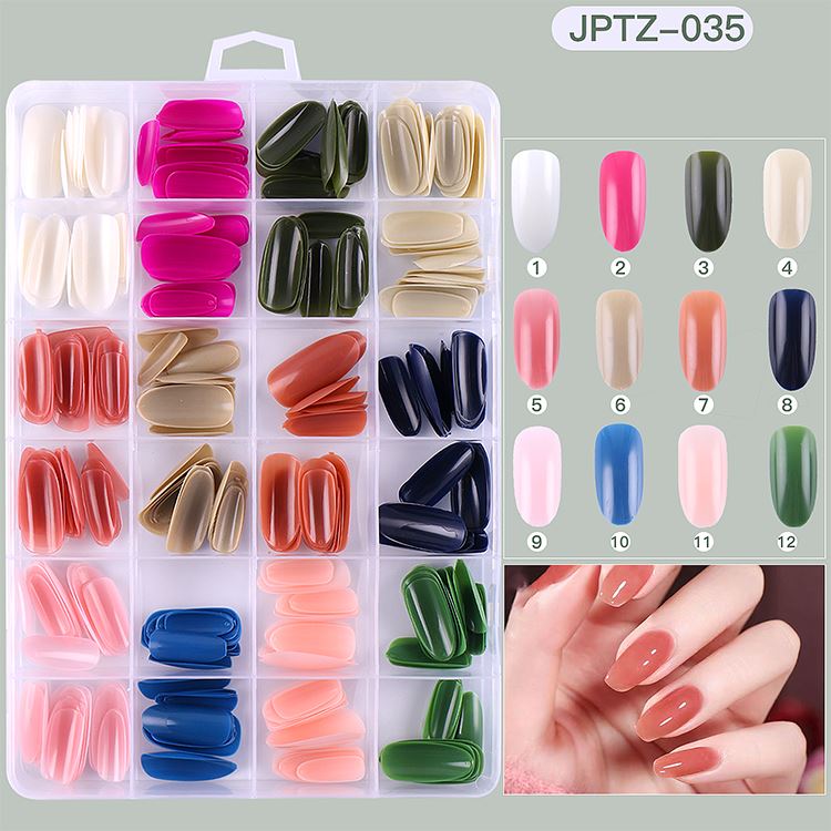 12 Color Solid Fake Nail Patches