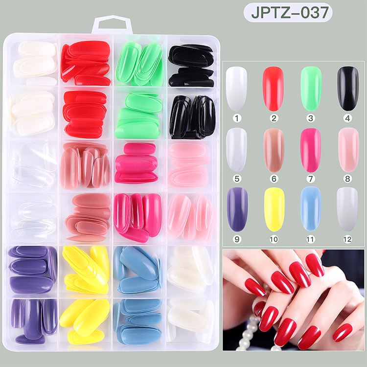 12 Color Solid Fake Nail Patches