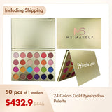 24 Colors Gold Eyeshadow Palette Custom Logo / High-pigment Eyeshadow Pan（50pcs free shipping）