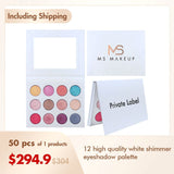 12 High Quality White Shimmer Eyeshadow Palette（50pcs free shipping）