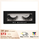 30 Pairs 3d Imitation Mink Hair False Eyelashes with Square Black Box【30PCS Free Shipping & Free Print Logo】