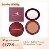 Low Moq Matte Pressed Compact Face Powder With Red Box Cosmetics Supplier（50pcs free shipping）