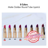 【SAMPLE】8 Color Matte Golden Round Tube Lipstick -【Free Shipping On Mix Order Over $39.9】