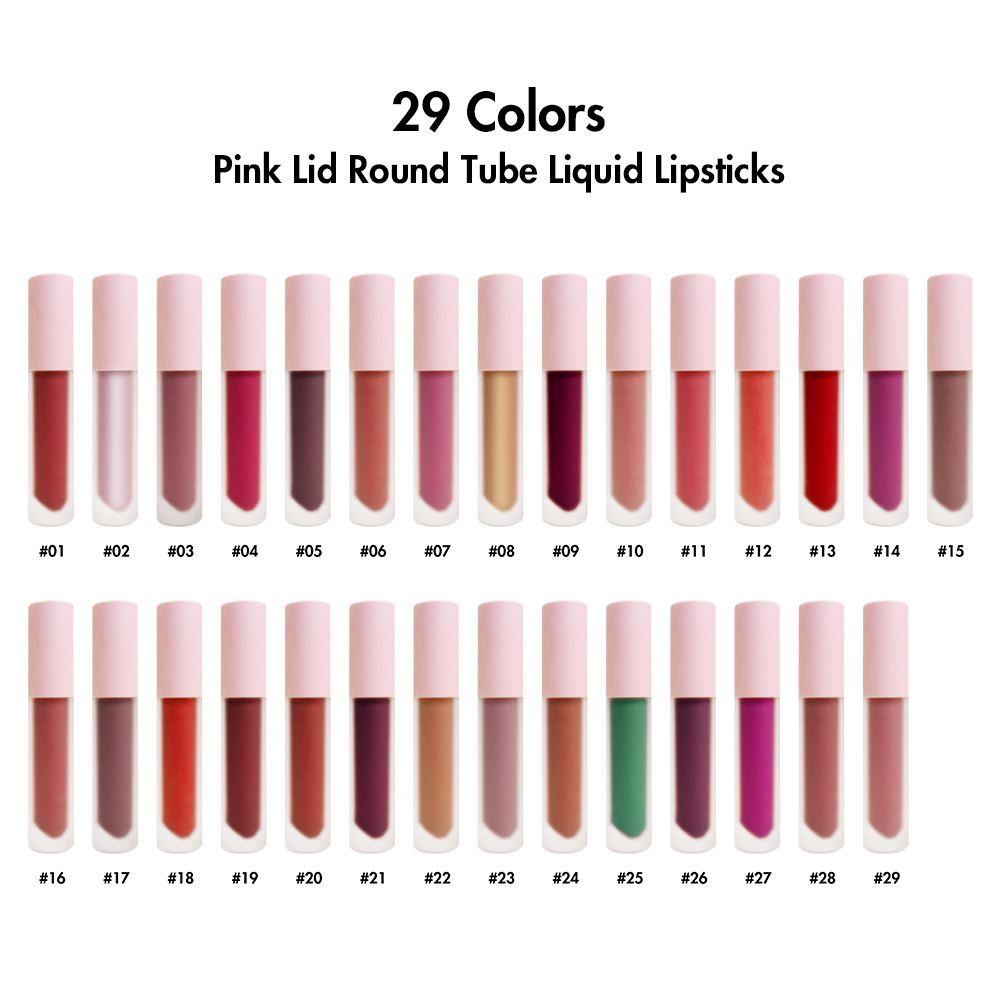 20PCS of 29 Colors Pink Lid Round Tube Lipsticks -LOW PRICE(COLORS SENT RANDOMLY)
