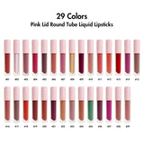 50PCS de 29 couleurs rouges à lèvres ronds à couvercle rose - PRIX BAS (COULEURS ENVOYÉES AU HASARD)