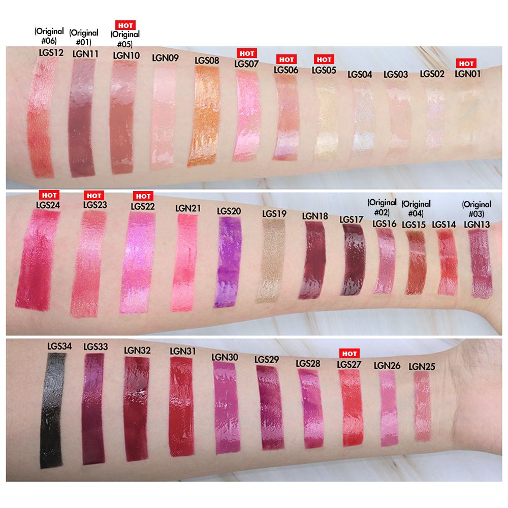 34 colors Moisturizing and plump White business card lip gloss（#1-#22）