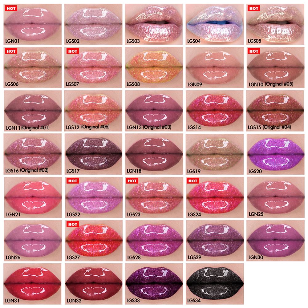 34 Colors Diamond Lid Lip Gloss【30PCS Free Shipping & Free Print Logo】