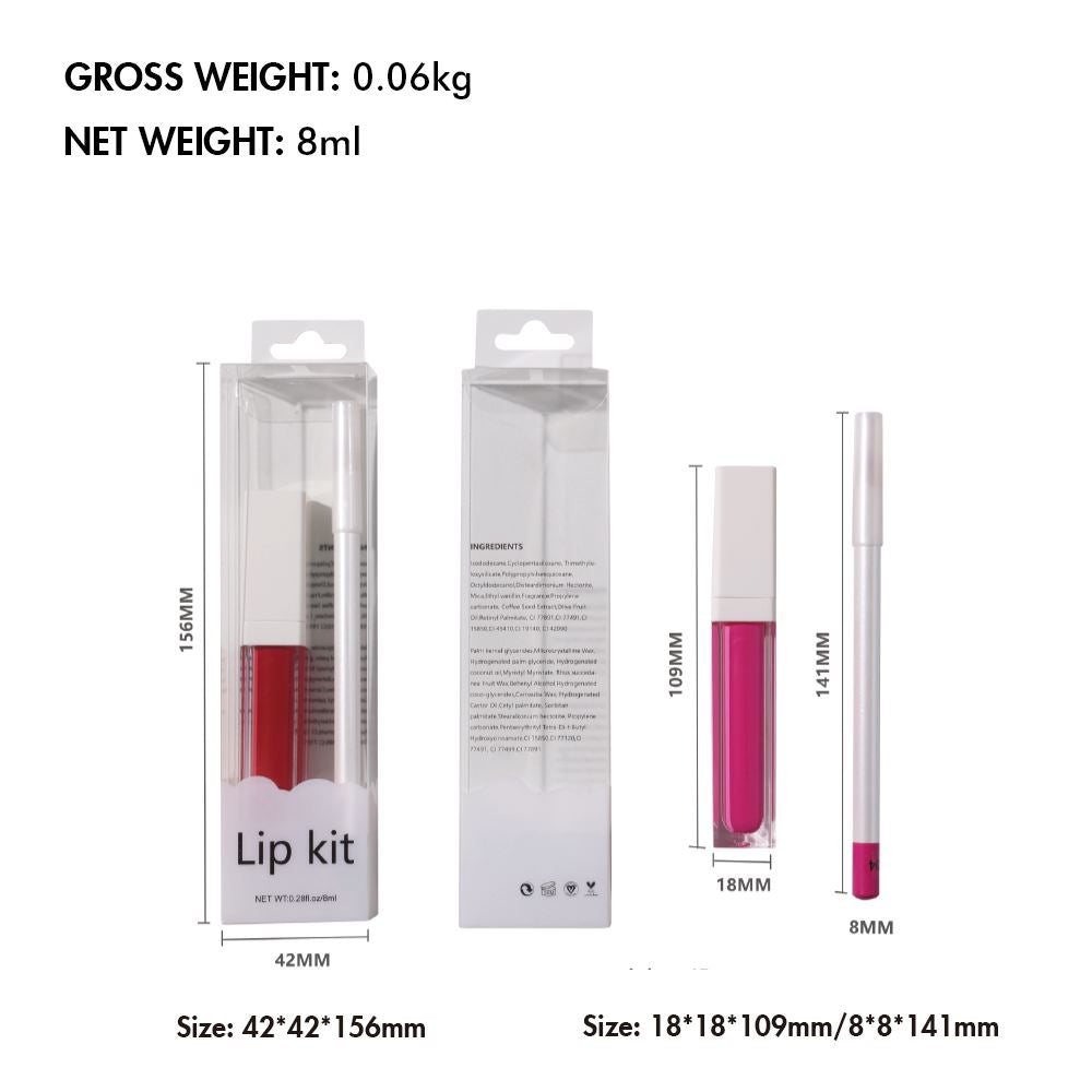21 colors liquid lipstick & lip liner set with transparent box