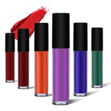 Barras de labios líquidas de tubo redondo con tapa negra de 6 colores