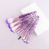 10PCS Cosmetic Brushes Set With Crystal Handle